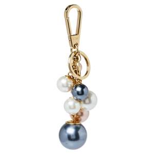 Dior Multicolor Bead Gold Tone Bag Charm and Key Ring