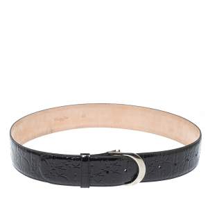 Pre Owned Dior Black Patent Leather D Buckle Belt 85CM