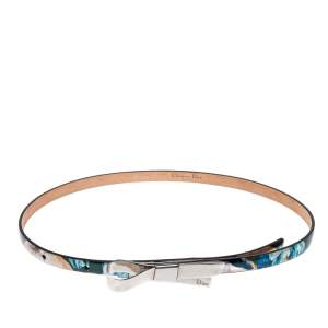 مملوكة مسبقًا Dior Metallic Multicolor Print Leather Bow Belt S