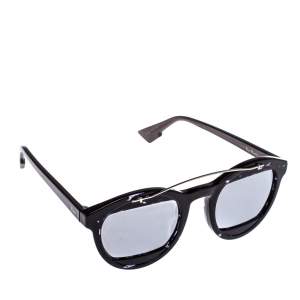 مملوكة مسبقًا Dior Black/Silver Dior Mania 1 AB8DC Round Sunglasses
