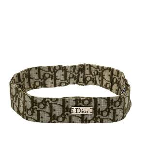 Pre Owned Dior Green Oblique Print Cotton Silk Headband