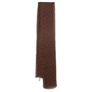 Dior Brown Oblique Print Sheer Silk Stole