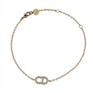 Pre Owned Dior Clair D Lune Crystal Gold Tone Bracelet