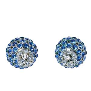 Pre Owned Dior Tribales Blue Ombre Crystal Embellished Stud Earrings