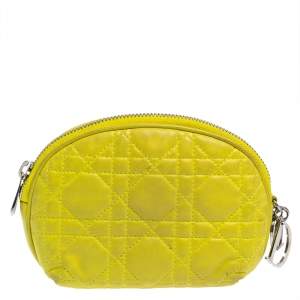 Dior Yellow Cannage Leather Lady Dior Cosmetic Pouch