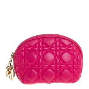 Dior Pink Cannage Leather Lady Dior Cosmetic Pouch