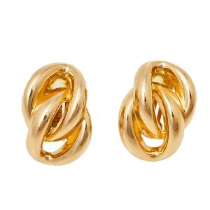 مملوكة مسبقًا أقراط ديور فينتدج عقدة ذهبية اللون بمشبك