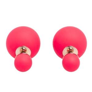 Dior Tribale Mise en Dior Matte Coral Pink Gold Tone Stud Earrings