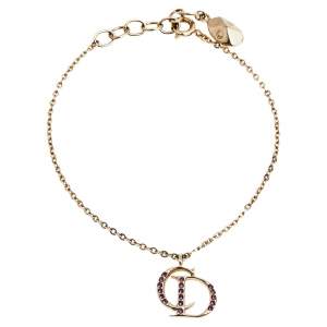 مملوكة مسبقًا Dior Crystal CD Charm Gold Tone Bracelet