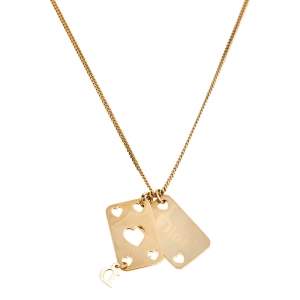 Dior Gold Tone Playing Cards Charm Chain Necklace