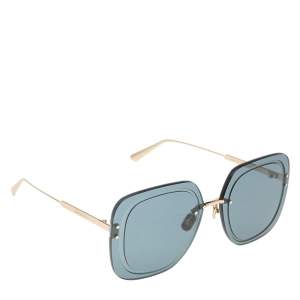 Dior Gold Tone/Blue Ultra Dior Mirror Square Sunglasses