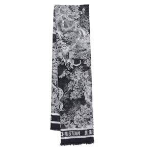 Pre Owned Dior Navy Blue Toile De Jouy Printed Cotton Square Scarf