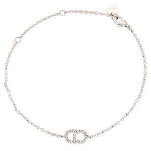 مملوكة مسبقًا Dior Claire D Lune Crystals Silver Tone Metal Link Bracelet