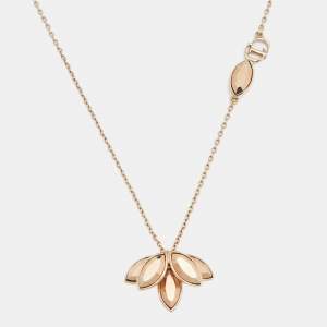 Pre Owned Dior Flower Petal Motif Crystal Gold Tone Pendant Necklace