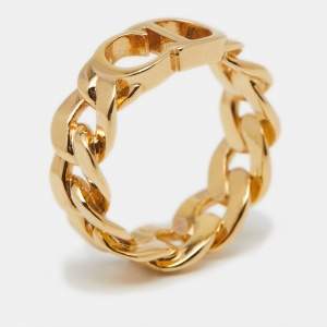 Pre Owned Dior Danseuse Etoile Gold Tone Metail Chain Ring L