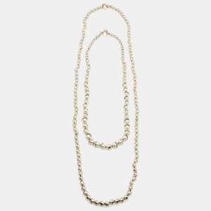 Dior Miss En Dior Faux Pearls Gold Tone Metal Set of 2 Necklaces