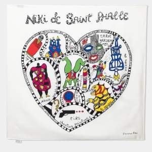 مملوكة مسبقًا Dior Cream Niki De Saint Phalle Heart Silk Scarf