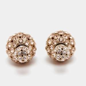 Pre Owned Dior Mise en Dior Tribales Colored Crystals Gold Tone Metal Stud Earrings