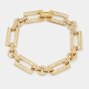 مملوكة مسبقًا Dior Crystal Studded Gold Tone Link Bracelet