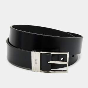 مملوكة مسبقًا Dior Black Leather Buckle Belt 100 CM