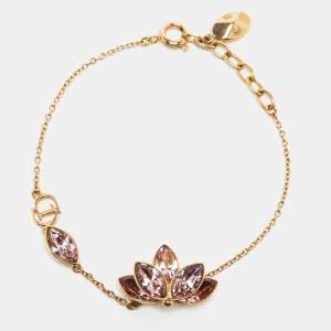 Dior Gold Tone Purple Floral Crystal Bracelet