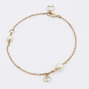Dior Le Petite Tribale Faux Pearl Gold Tone Chain Bracelet