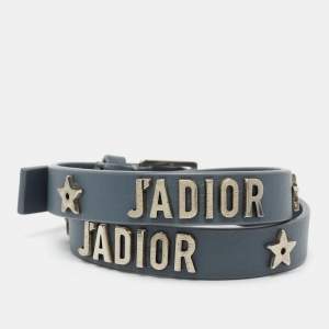 Dior Grey Leather J'adior Double Wrap Bracelet