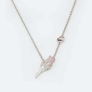  Dior Silver Tone Crystal Studded Rose Chain Bracelet