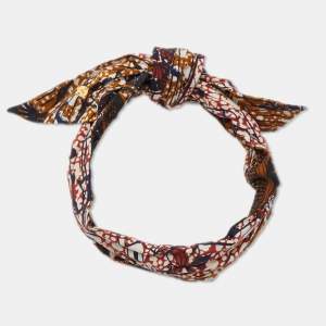 Christian Dior Brown/ White African Print Cotton Head Wrap