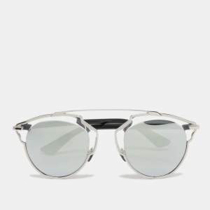 Pre Owned Dior Black/Silver So Real Mirrored Round Sunglasses