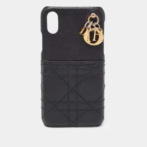 Dior Black Cannage Leather Lady Dior iPhone X Case