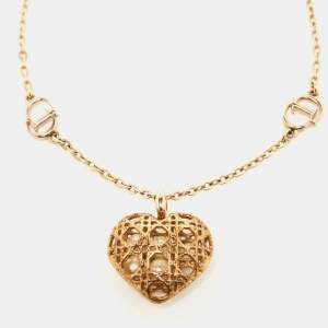 Dior Secret Cannage Heart Charm Gold Tone Bracelet