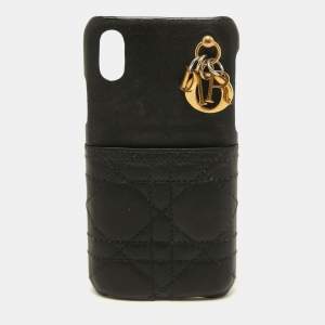 Dior Black Cannage Leather Lady Dior iPhone X Case
