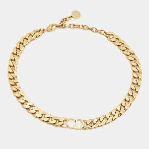 Dior CD Navy Gold Tone Danseuse Necklace 