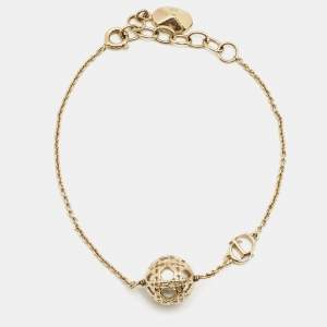 Dior Secret Cannage Faux Pearl Gold Tone Bracelet