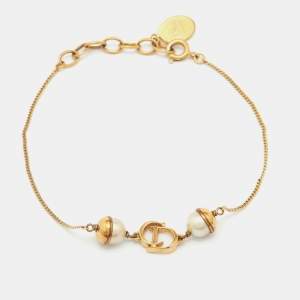 Dior Mise En Dior Faux Pearl Gold Tone Bracelet