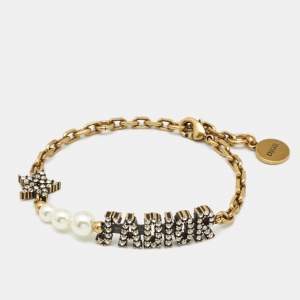 Dior J'Adior Faux Pearl Crystals Gold Tone Bracelet