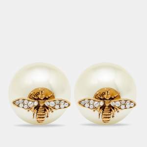 Dior Mise En Dior Tribal Bee Faux Pearl Stud Earrings