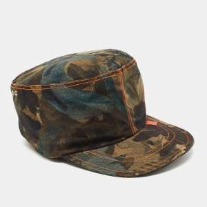 Dior Vintage Green Printed Cotton & Linen Hat M