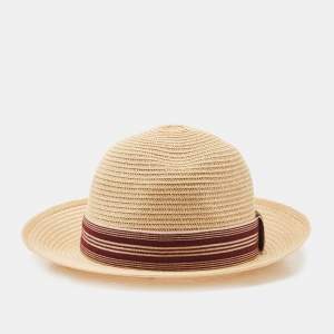 Pre Owned Dior Beige Straw Small Brim Dioresort Hat