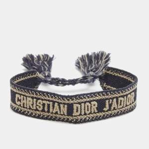 Dior J'adior Navy Blue Embroidered Cotton Bracelet
