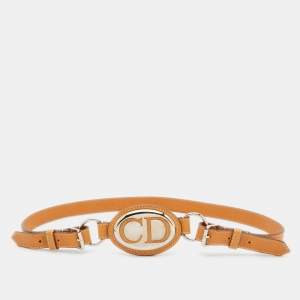 Dior Tan Leather CD Plague Buckle Belt 85CM
