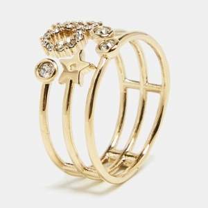 Dior CD Crystals Gold Tone Ring Size 56