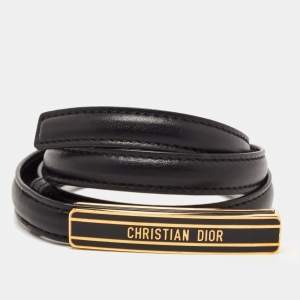 Dior Black Leather Logo Waist Belt 75 CM