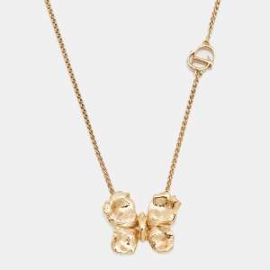 Dior Butterfly Gold Tone Pendant Necklace