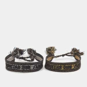 Dior J'adior Metallic Embroidered Cotton Bracelet Set
