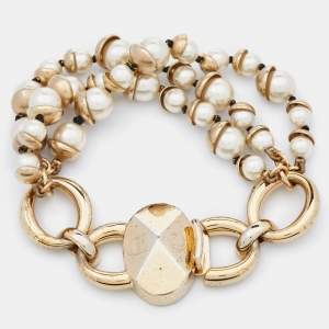 Dior Mise En Dior  faux pearl Multi Strand Clasp Bracelet