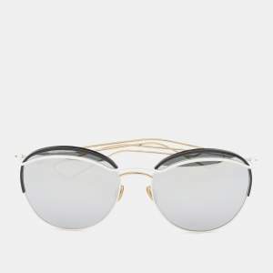 Dior Dioround White & Gold Tone/Grey  4U9DC Round Sunglasses