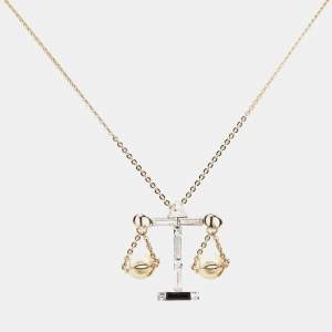 Dior Tell Me Dior Libra Faux Pearl Crystal Gold Tone Pendant Necklace