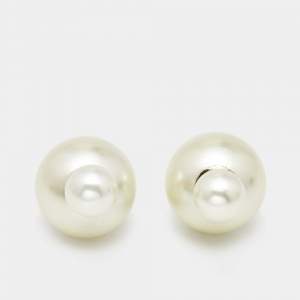 Dior Tribales Faux Pearl Gold Tone Earrings